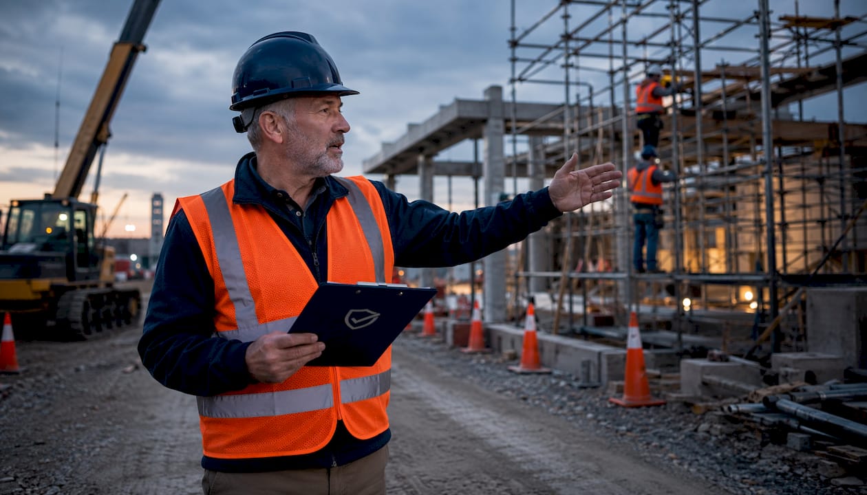 Safety supervisor on site walk