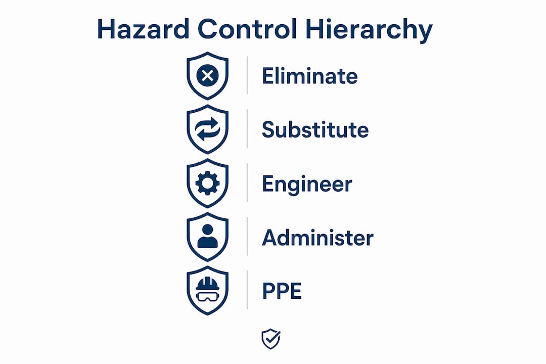 Infographic showing construction hazard control steps