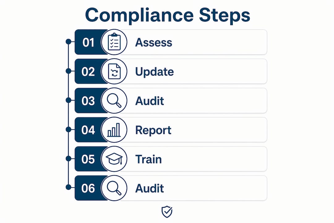 Infographic showing public works safety compliance steps