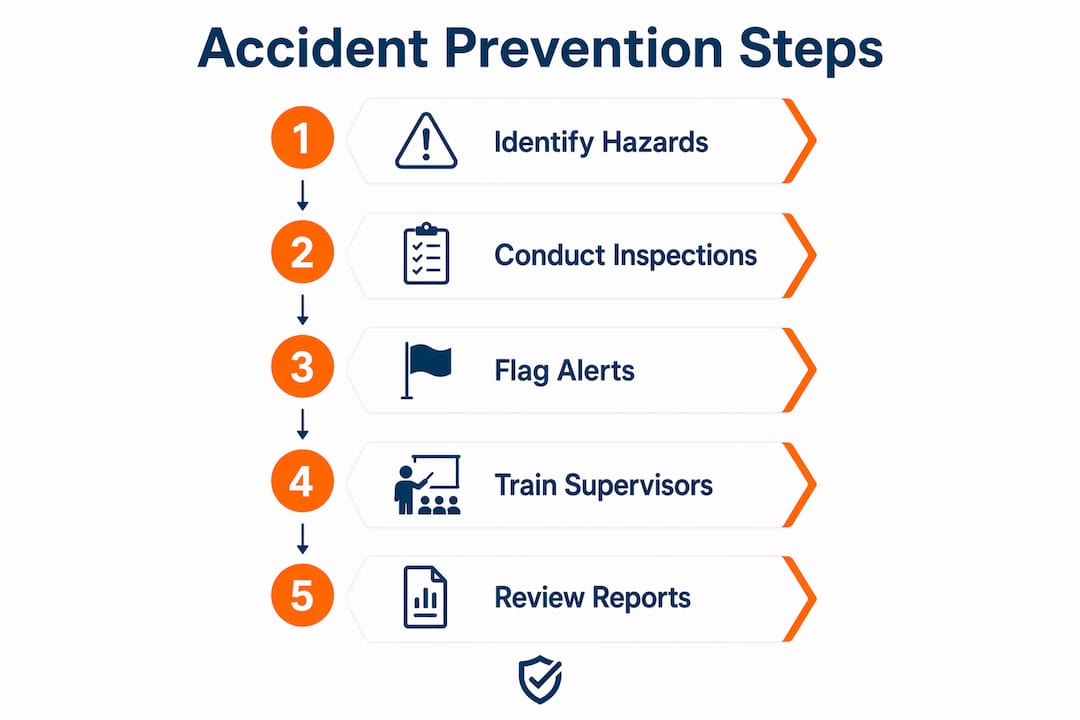 Infographic showing steps of accident prevention software