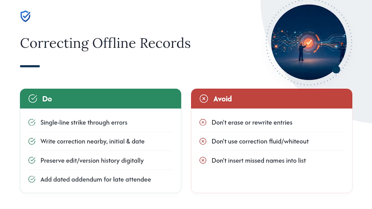 Protocols for Correcting or Amending Errors in Offline Records — overview diagram