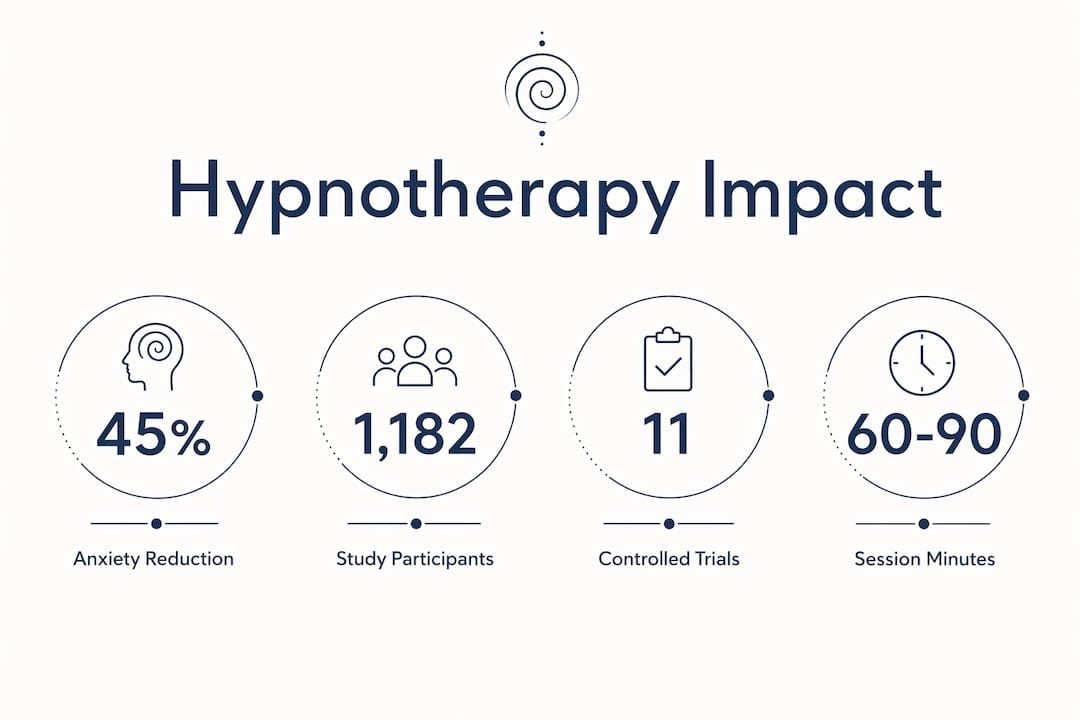 Infographic showing key hypnotherapy statistics for cancer anxiety