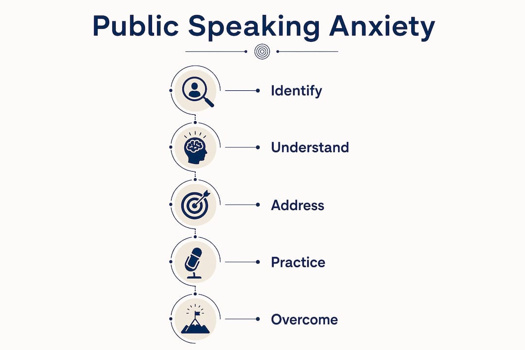 Infographic showing stages of public speaking anxiety