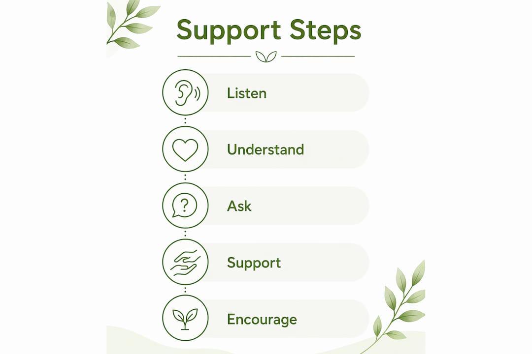 Infographic showing five key emotional support steps