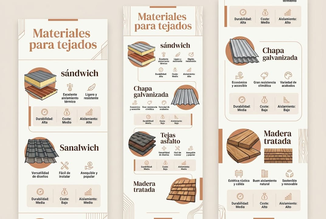 Infografía: comparación de los materiales para tejados más económicos