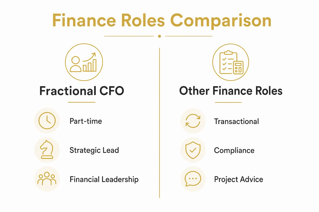 Infographic comparing fractional CFO to other finance roles