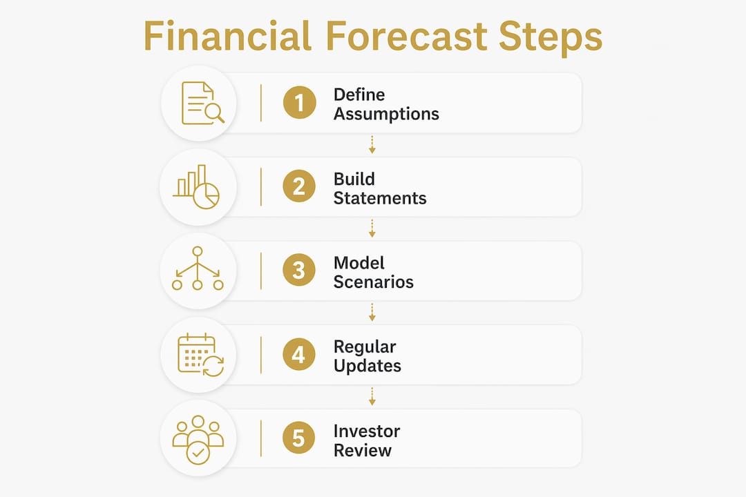Infographic depicting startup financial forecast steps