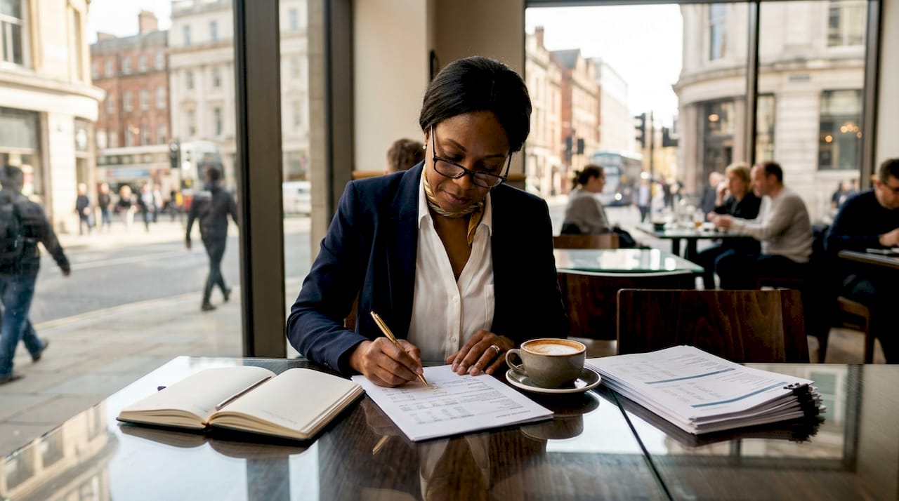 Consult EFC UK fractional CFO reviewing financial documents at desk