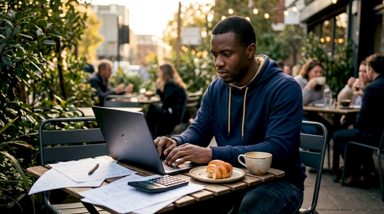 Founder budgeting at home kitchen table