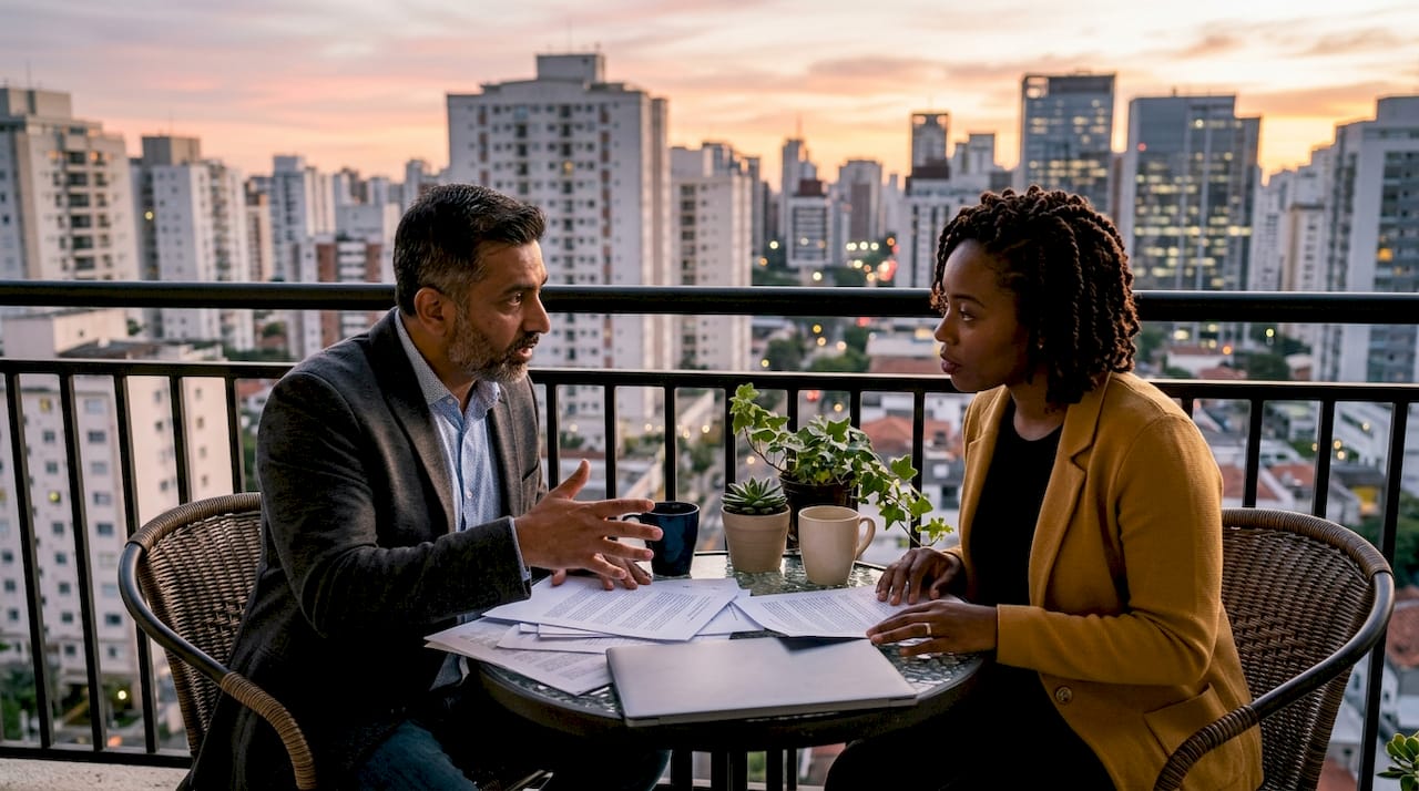 Two professionals discussing term sheet control terms