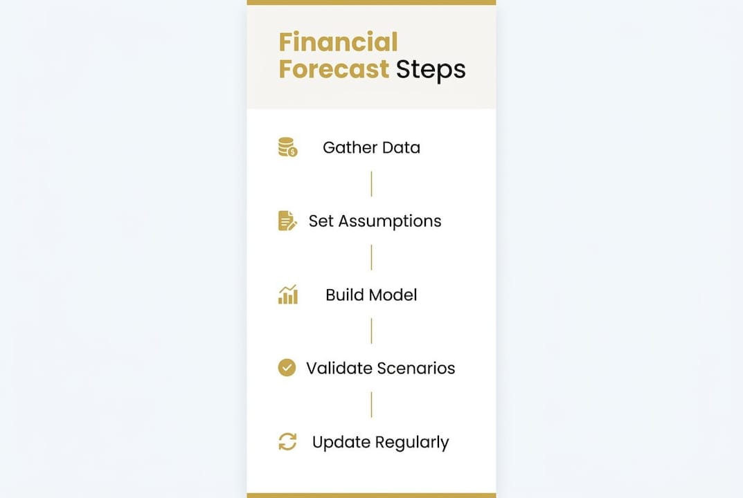 Infographic illustrating steps to build a financial forecast