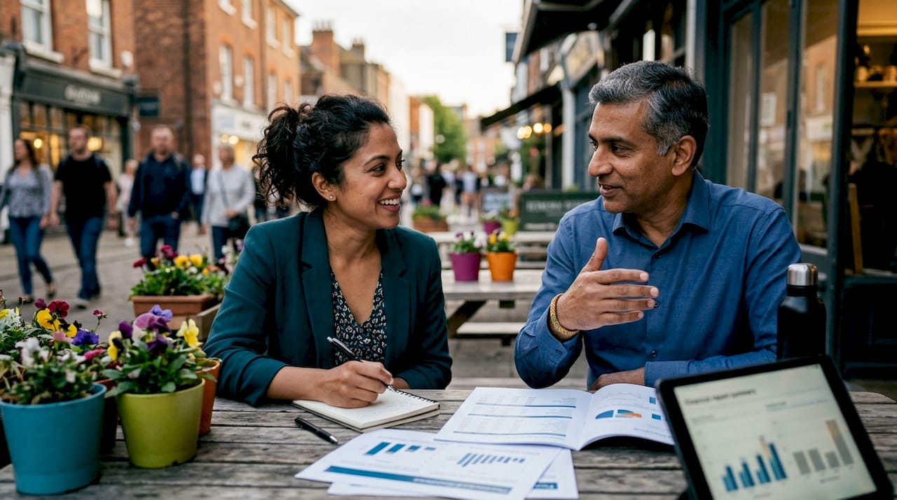 SME owner and fractional CFO discussing finances