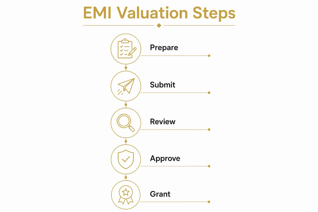Infographic showing EMI valuation submission steps