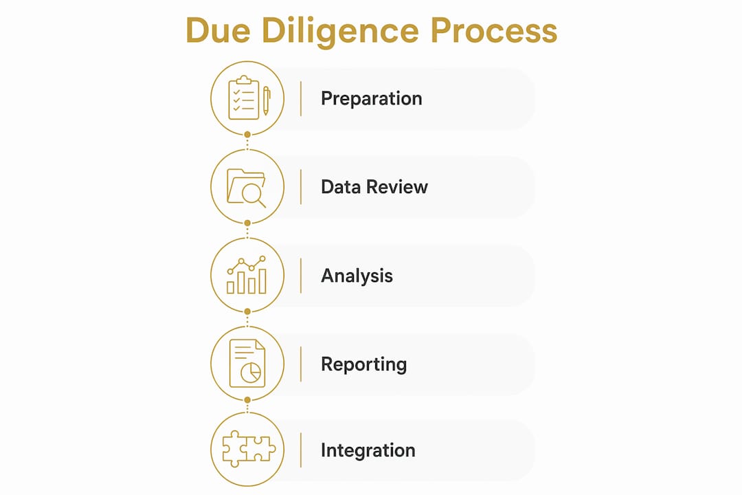 Infographic showing financial due diligence process steps