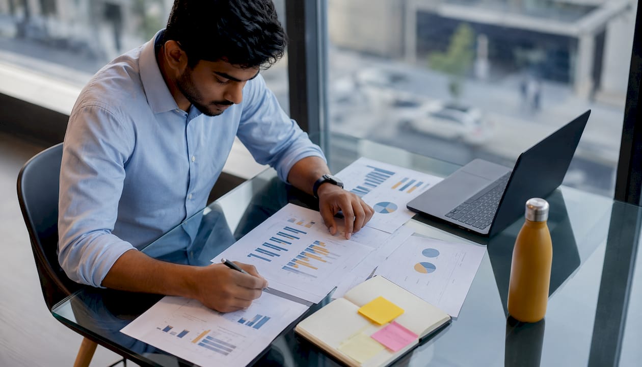 Startup founder preparing seed-stage pitch documents