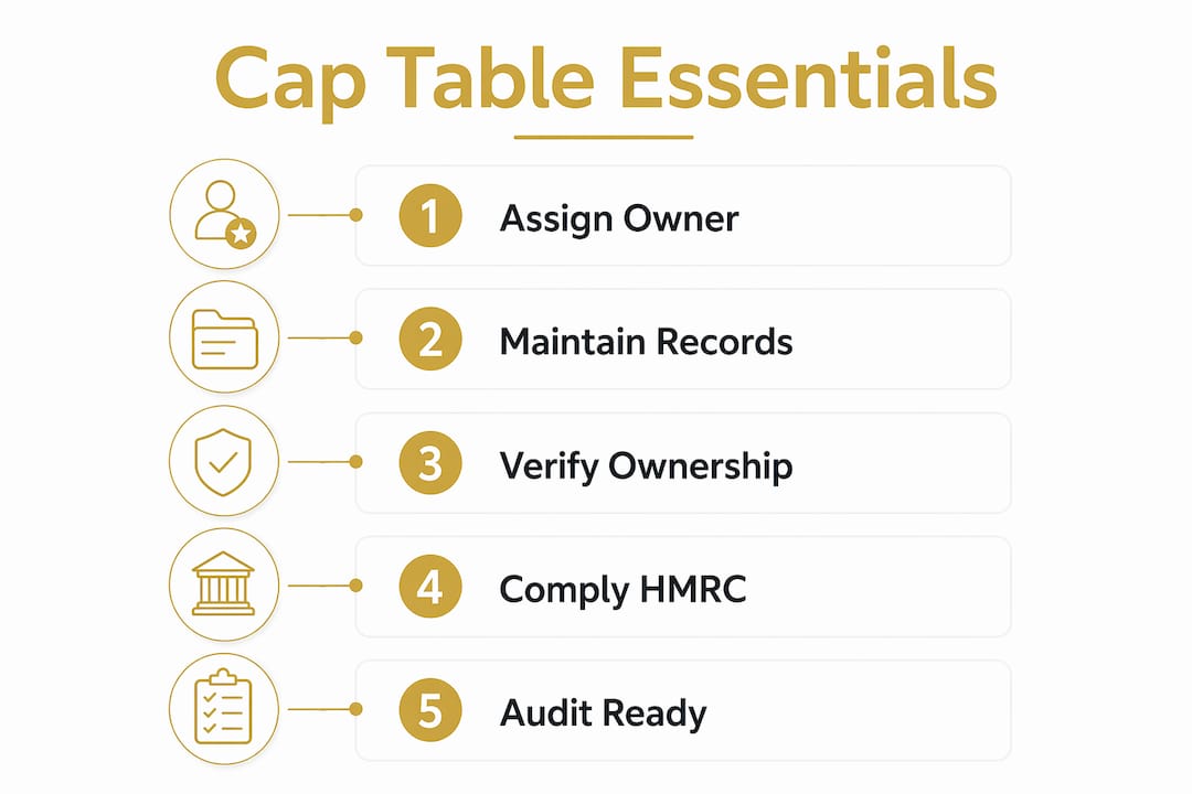 Infographic illustrating cap table management steps