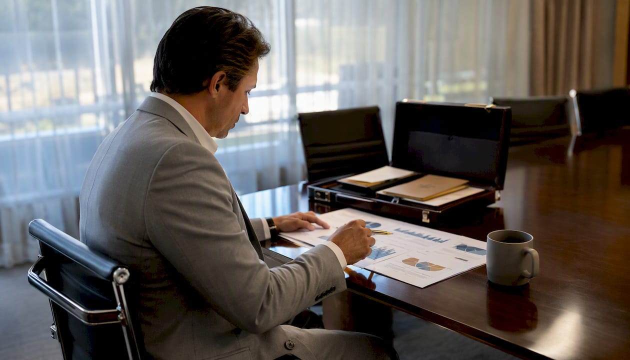 Close-up of hands reviewing financial report
