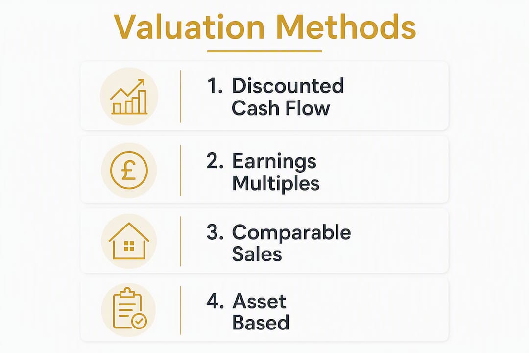 Infographic illustrating main valuation methods