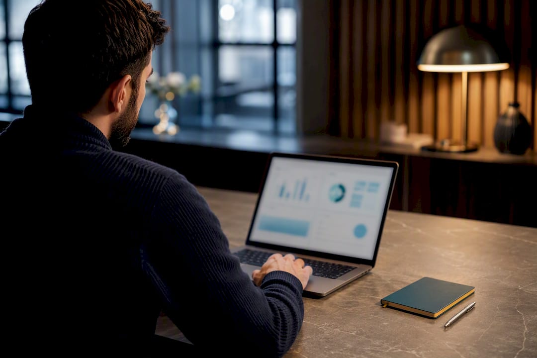 Founder reviewing a SaaS financial forecast