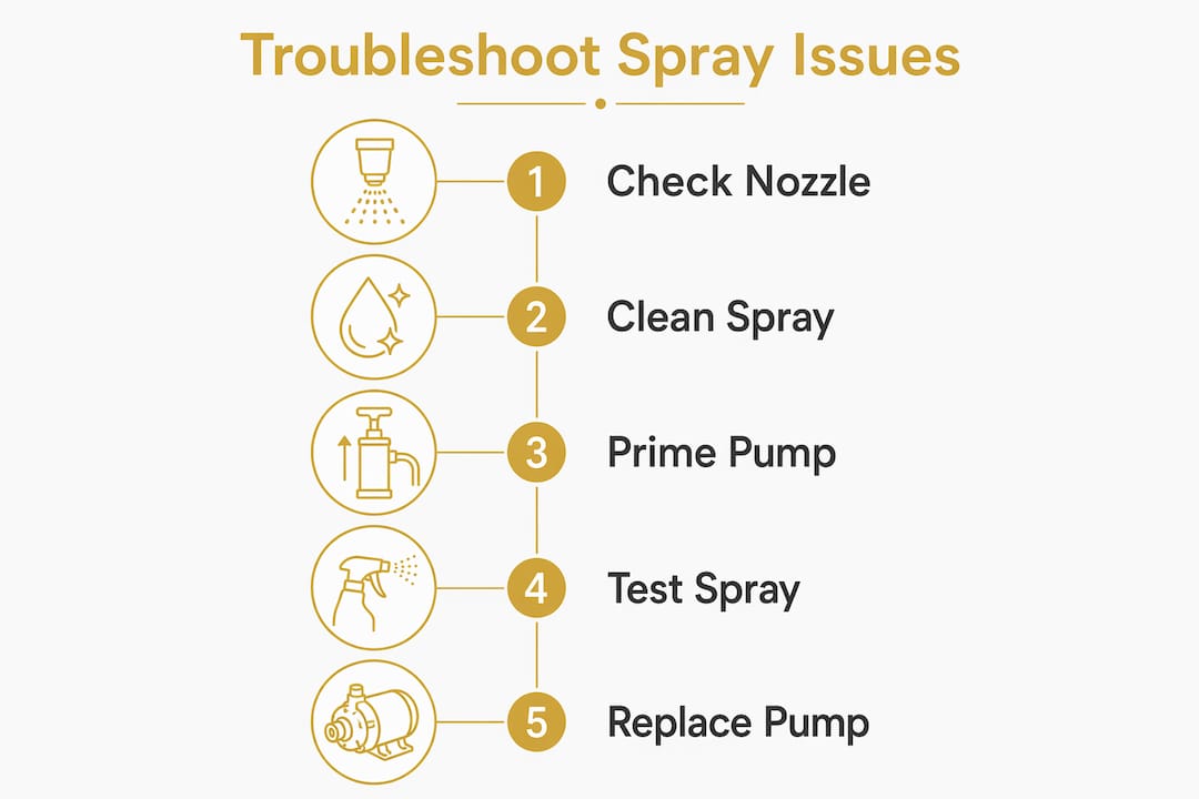 Infographic of perfume spray troubleshooting steps