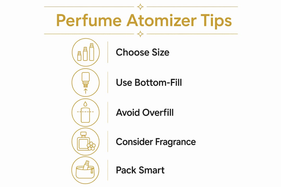 Infographic outlining perfume atomizer usage tips