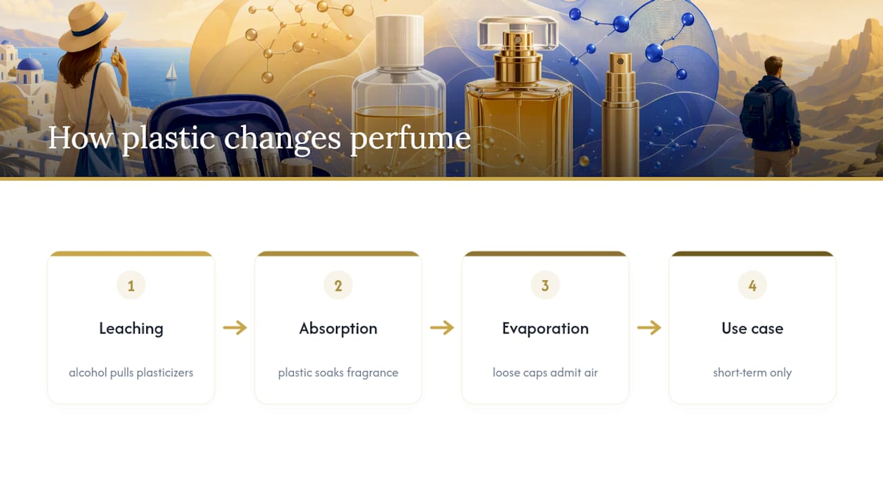 How Plastic Actually Changes Your Perfume — overview diagram