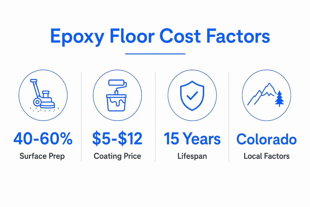 Infographic highlighting key epoxy floor cost factors