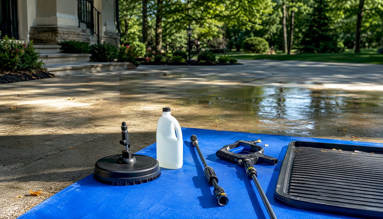 Eco-friendly pressure washing tools close-up
