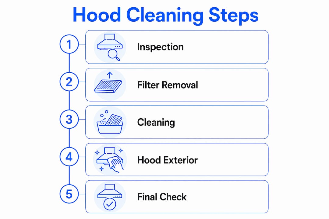 Infographic showing restaurant hood cleaning steps