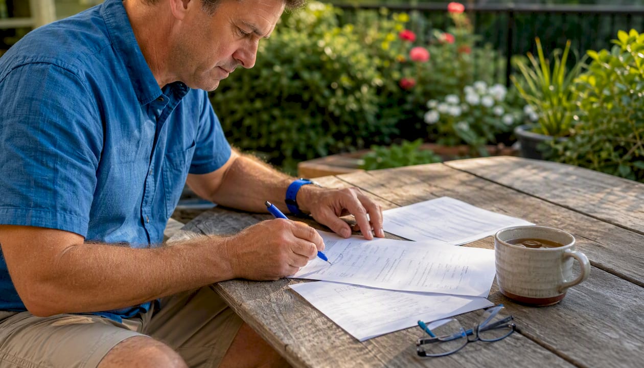 Homeowner reviewing driveway washing price quotes
