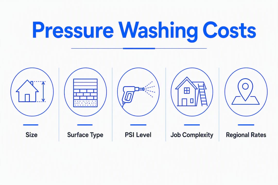 Infographic showing factors influencing driveway pressure washing costs