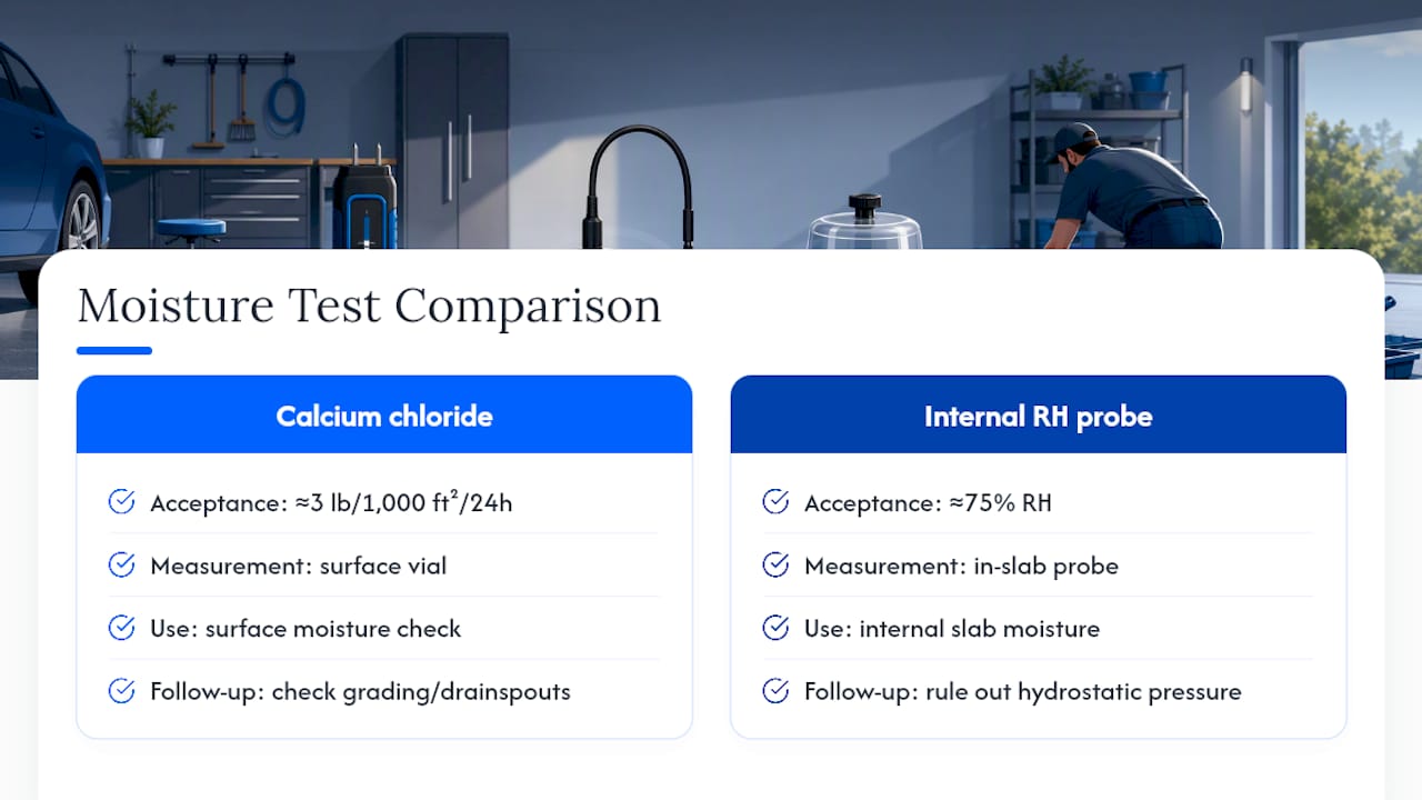 Diagram comparing calcium chloride test and RH probe
