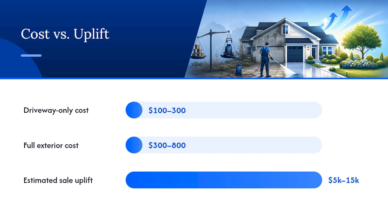 Diagram of pressure washing cost versus sale price uplift