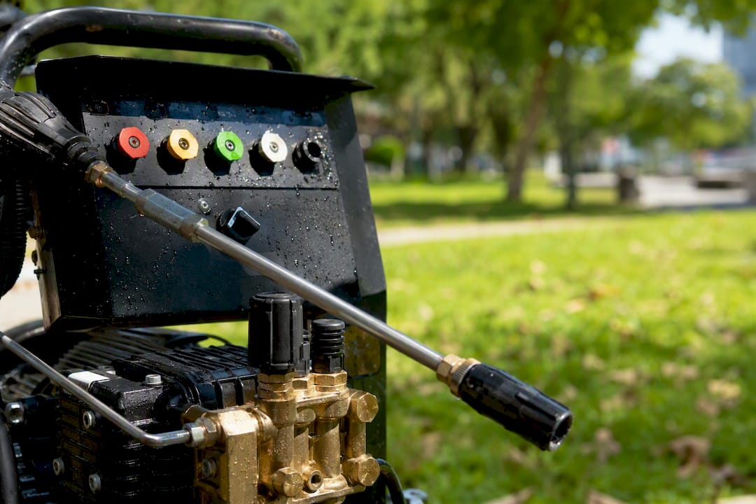Commercial-grade pressure washing equipment detail