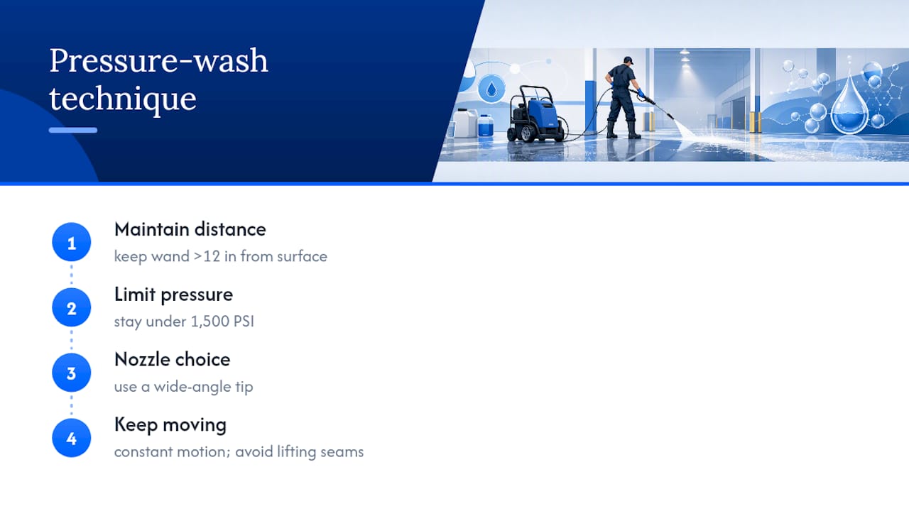 Pressure washing guidelines diagram