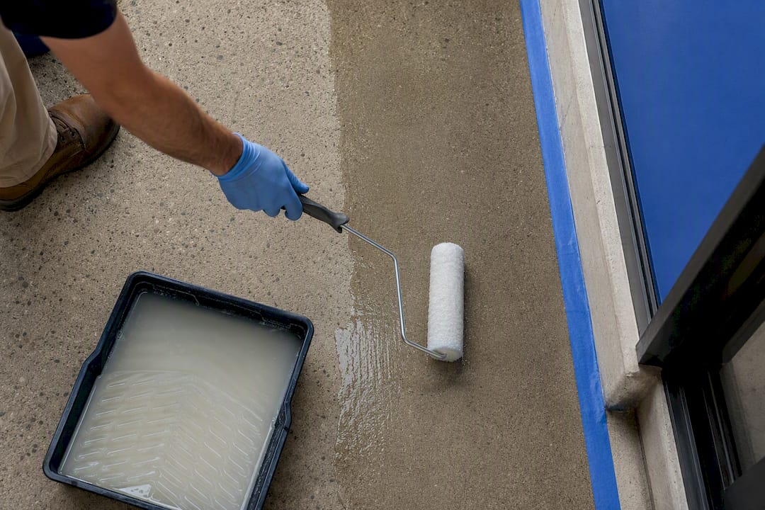 Protective coating applied to concrete