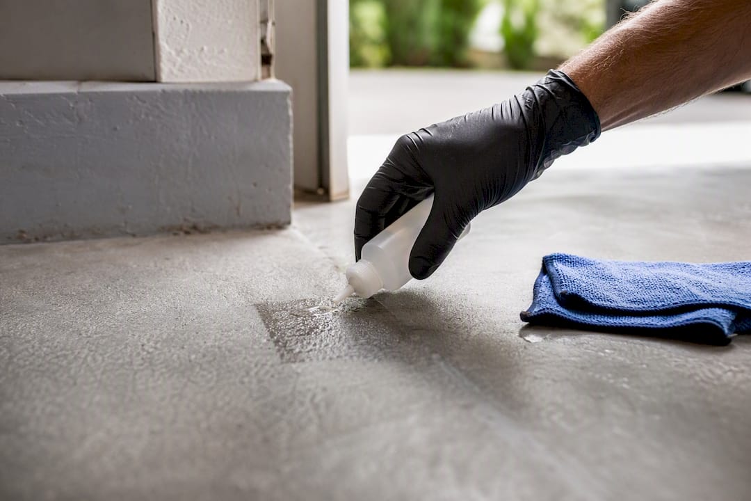Spot testing degreaser on sealed concrete