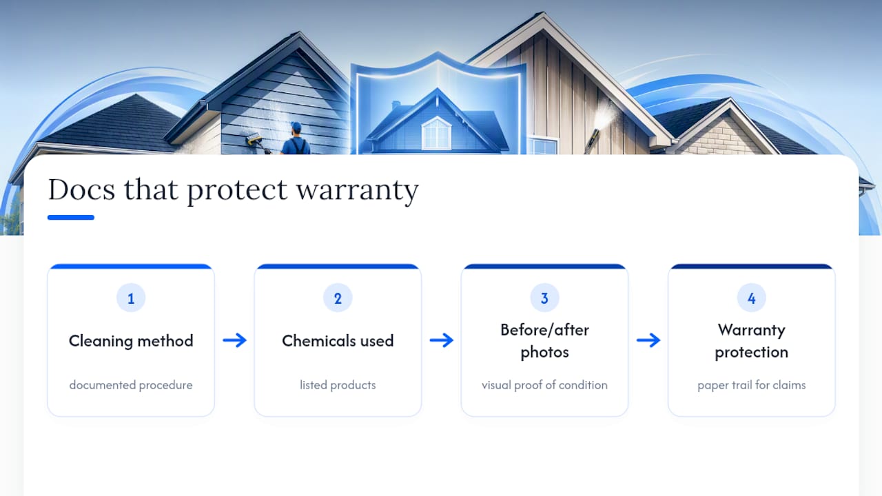 Siding maintenance documentation supporting warranty protection