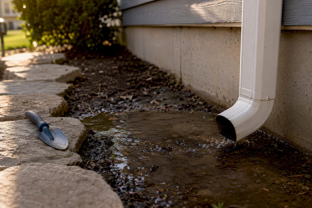 Water surfacing beside a home foundation