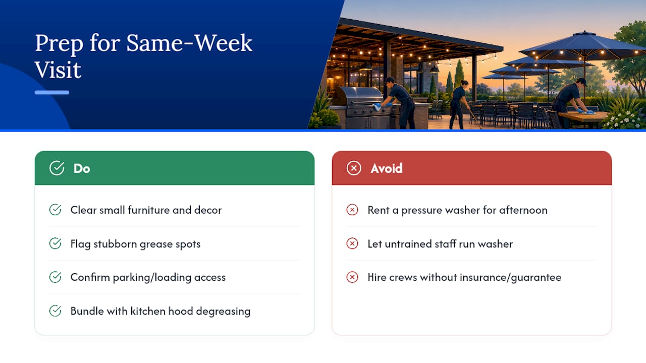 Get a Same-Week Quote for Your Restaurant Patio — overview diagram