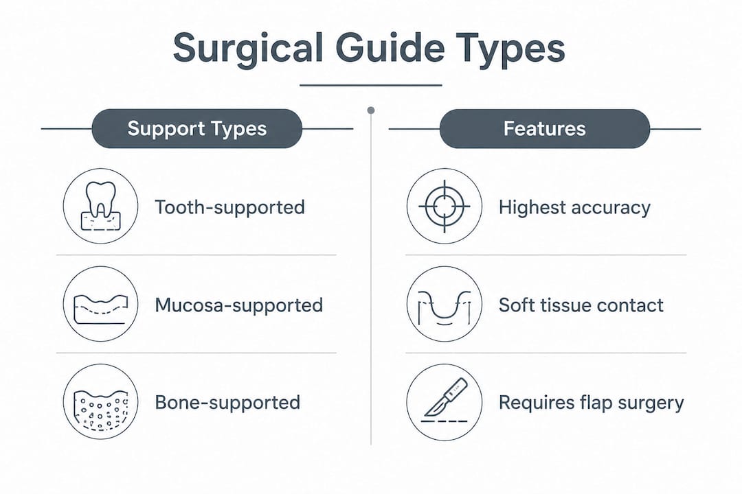 Infographic comparing dental implant surgical guide types