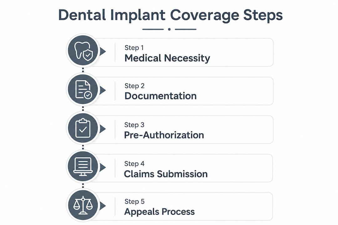 Infographic detailing dental implant insurance steps