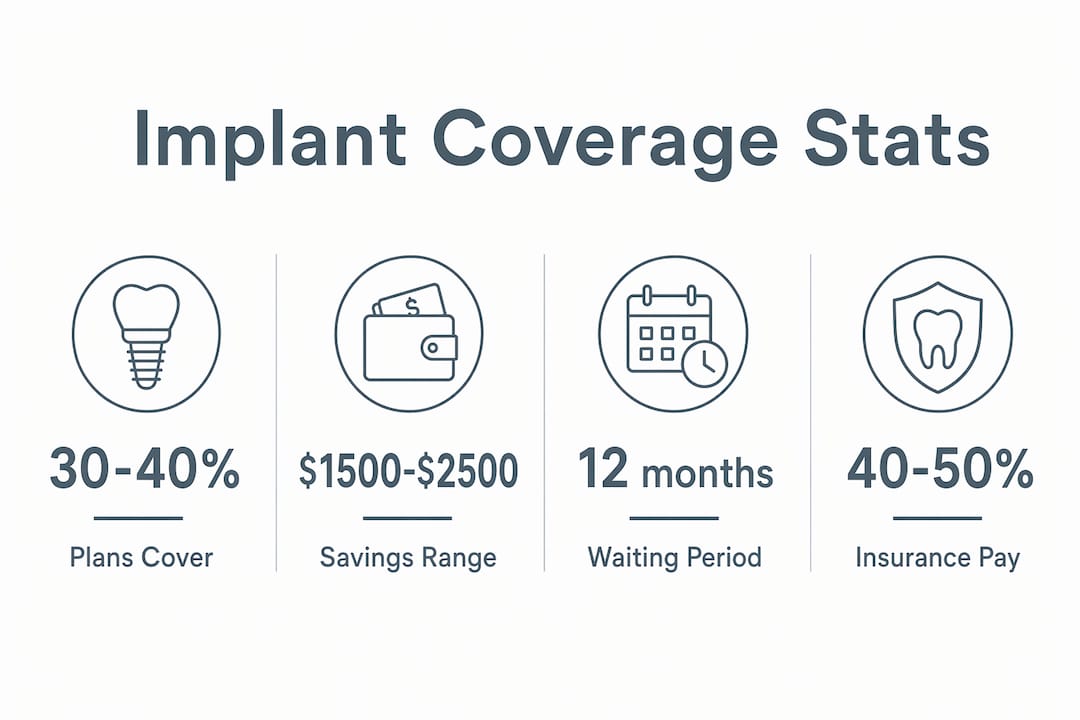 Infographic showing dental implant insurance coverage statistics