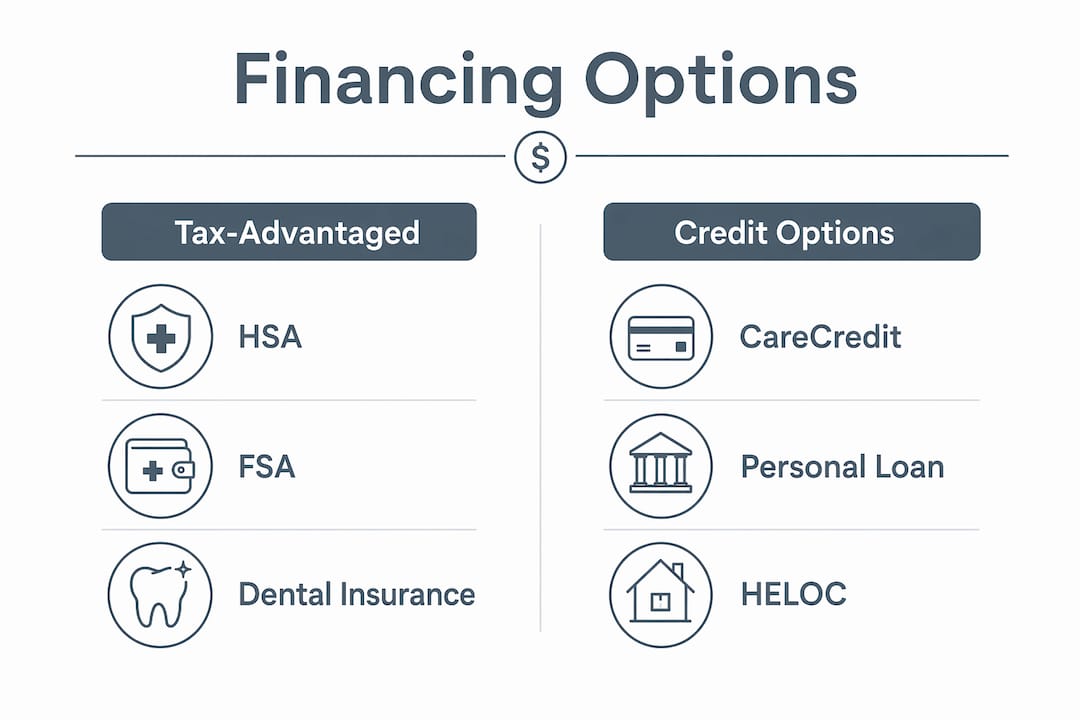 Infographic comparing dental implant financing methods