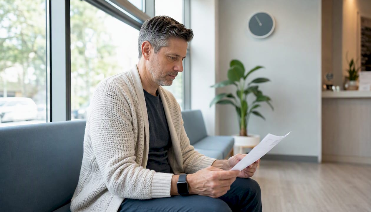 Patient reviewing dental implant cost estimate
