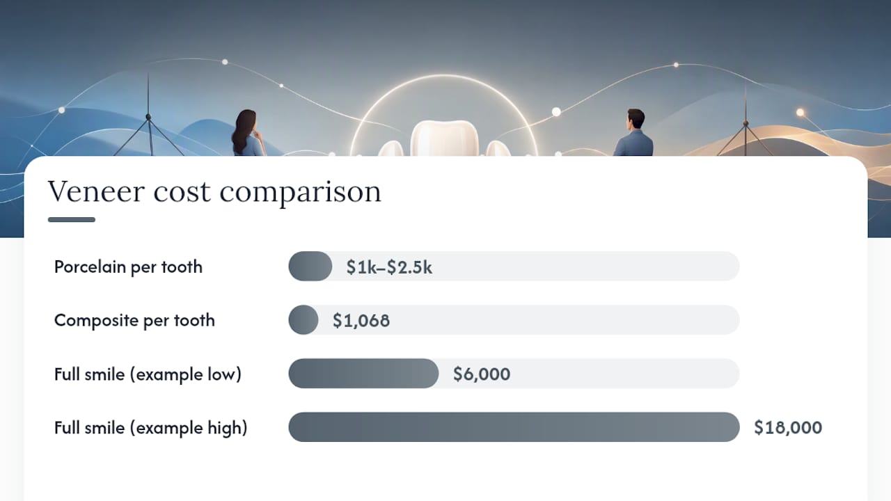 Cost comparison of porcelain vs composite veneers