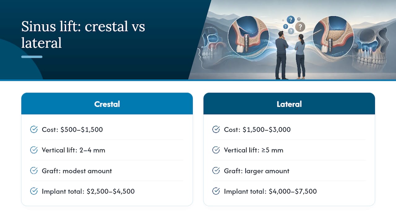 Comparison of sinus lift approaches and costs