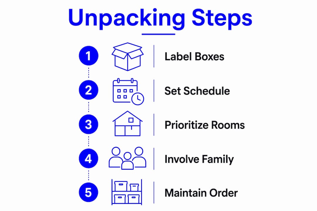 Infographic illustrating step-by-step unpacking process