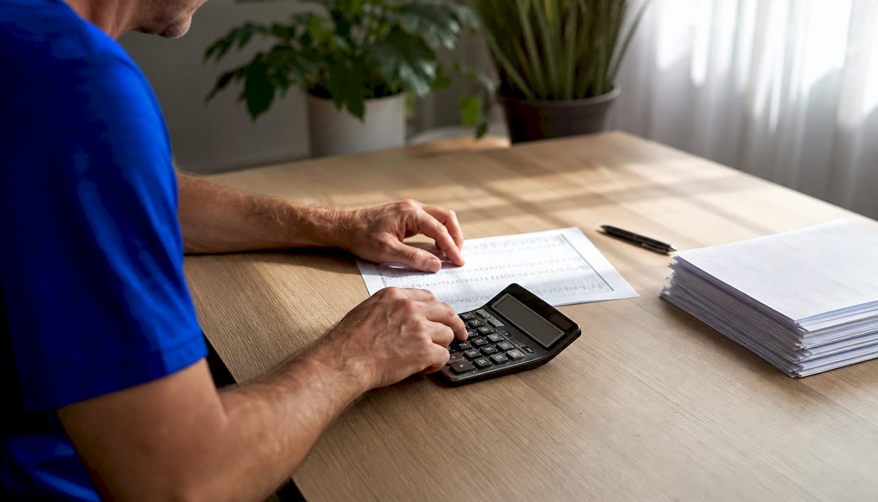 Hands calculating line-haul charges at desk