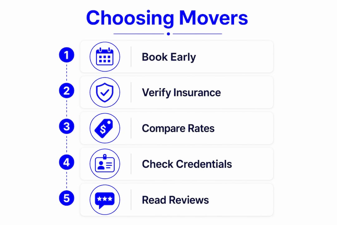 Infographic outlining steps to choose furniture movers